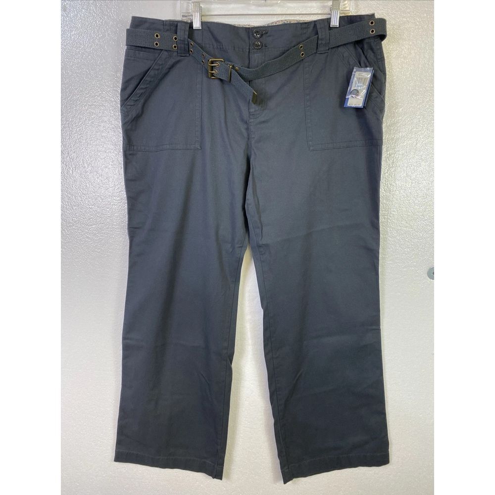 New Izod Chino Pants Belted Stretch 20W Blue Femme Plus Straight leg High rise‎